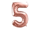 Partydeco Folienballon Ziffer 5 86 cm, Rosegold