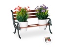 relaxdays Blumenbank Mini, Gusseisen, Holz, 3 Blumentöpfe