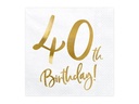 Partydeco PartyDeco Servietten 40th Birthday, 20er-Set 33 cm x 33 cm