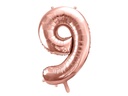 Partydeco Folienballon Ziffer 9 86 cm, Rosegold