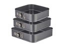 relaxdays Springformen Set 3-teilig Stahl Anthrazit eckig