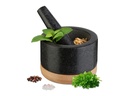 relaxdays Mörser 14 cm, Holz/Granit