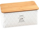 Kesper Brotkasten Metall, weiss, mit Bambus-Schneidebrett