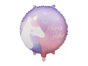 Partydeco Folienballon Happy Birthday 35 x 35 cm, Einhorn