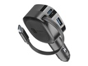 Cellular Line Car Charger einziehbares USB-C Kabel, 60 W, Schwarz