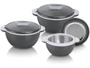 GOURMETmaxx Thermo-Schüssel mit Griff 6-tlg. 500/1000/1600 ml, Grau