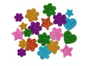 Creativ Company Moosgummifiguren Sterne Blumen und Herzen 19+29 mm 800 sort.