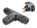 Delock Kabelverbinder T-Form 3 Pin IP68 wasserdicht Schwarz