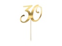 Partydeco Kuchen-Topper 30 Zahl Gold Papier Holz