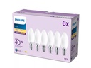 Philips LED Filament-Kerzenlampe, Milchglas, 40W, B35, E14, 6er-Pack
