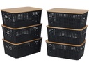 relaxdays Aufbewahrungsbox 6er Set, Schwarz
