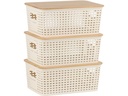 relaxdays Aufbewahrungsbox 3er Set, Schwarz