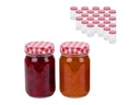 relaxdays Einmachglas mit Deckel Rot/Weiss 400 ml, 25 Stück