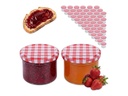 relaxdays Einmachglas mit Deckel Rot/Weiss 400 ml, 50 Stück