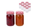relaxdays Einmachglas mit Deckel Rot/Weiss 400 ml, 12 Stück