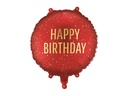 Partydeco Folienballon Happy Birthday 35 x 35 cm, Dunkelrot
